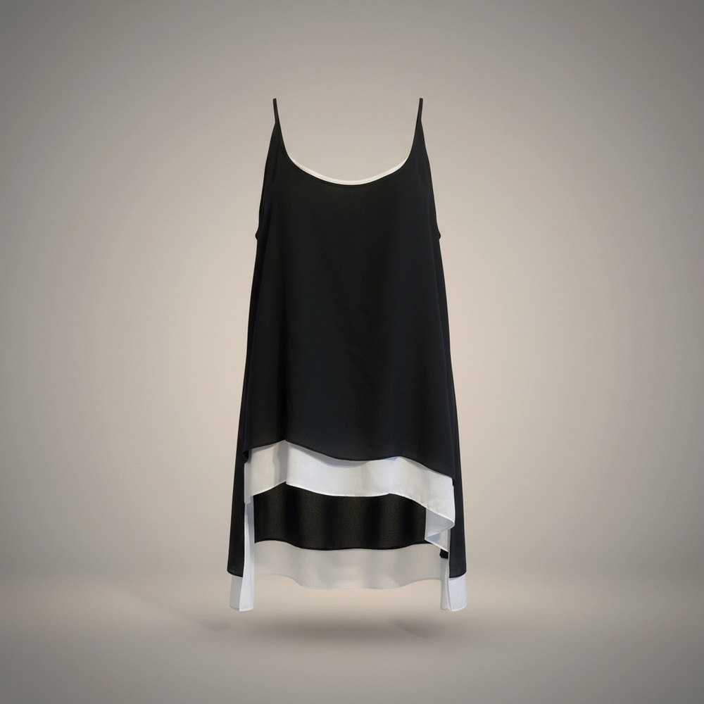 BCBGMaxAzria Two layer black & white tunic top